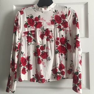 H&M Red Rose Blouse